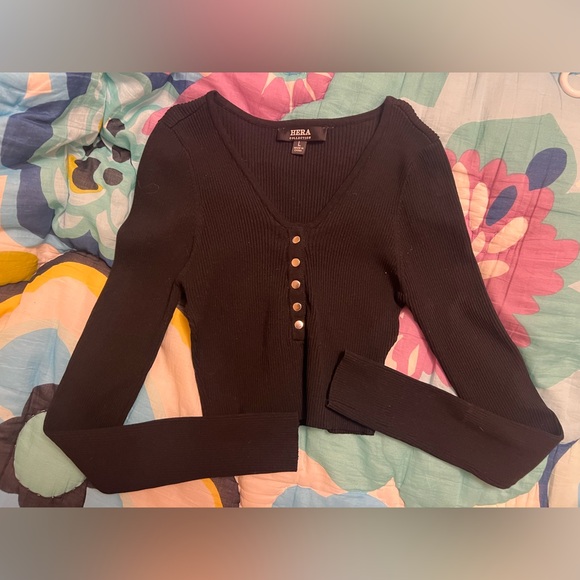 Hera Collection black ribbed crop top - Picture 2 of 2